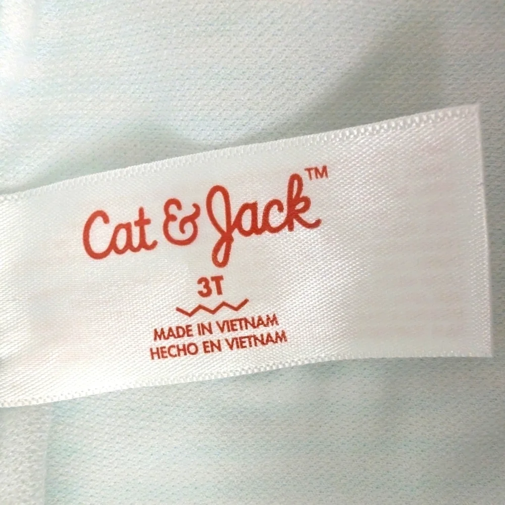 Cat & Jack Girls 2 Piece Swimsuit Light Blue And White Pattern SZ 3T